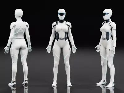 Sci-Fi Female Assassin  Low-poly 3D model