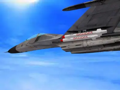 SU-27 fighter jet flying in sky 3D model