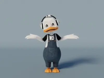 Rigged Cartoon Duck 3D model