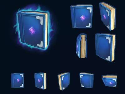 Spell book - blue Free low-poly 3D model
