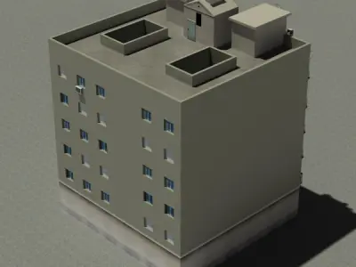 Building with balconies and windows Low-poly 3D model
