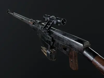 PTRS-41 ussr ww2 anti-tank rifle scope  Low-poly 3D model