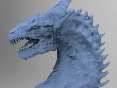 Dragon head Anubis style head bust 3D model