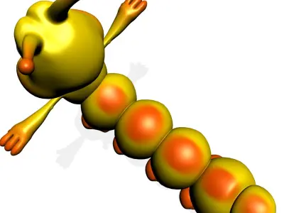 Cartoon Caterpillar Rigged Low-poly 3D model