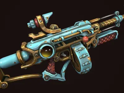 Steampunk assault rifle Low-poly 3D model