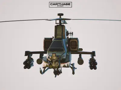 Stylized Apache Style Military Helicopter  Low-poly 3D model