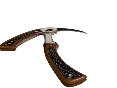 Ornate Folding Karambit Knife 3D model