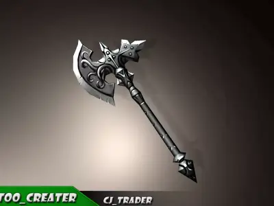 Magic Spell Axe Fantasy Axe Low-Poly 3D Model Low-poly 3D model