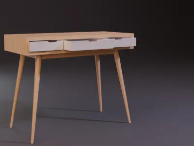 Wooden desk  Free 3D model