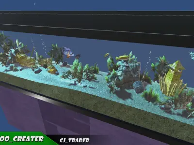 Aquarium Low-poly 3D model animated Low-poly 3D model