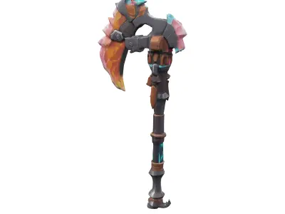 game asset a scifi axe crystal style texture rugged fortnite 3D model