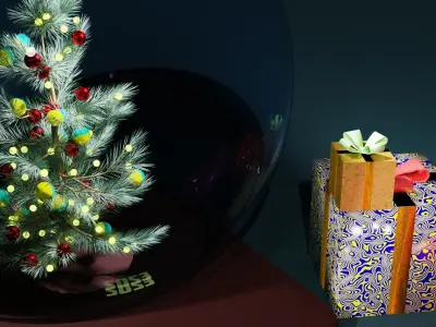 Christmas Glass Ball with Christmas Tree modular Free 3D model