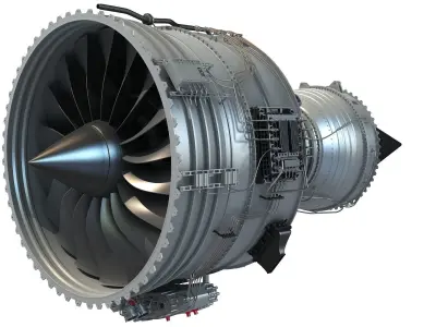 Fanjet Turbofan Engine 3D Model 3D model