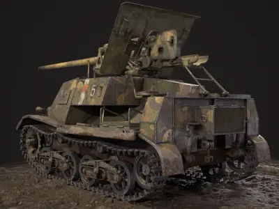 Military Self Propelled Artillery Unit USSR Low-poly 3D model