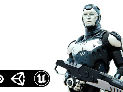 MECHA SOLDIER-D  Rigged for Unreal Engine - Unity - MIXAMO  3D model