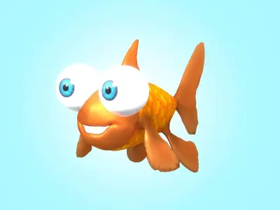 Cute Cartoon Goldfish 3D model