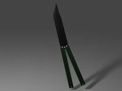 butterfly knife no UV game ready Free low-poly 3D model