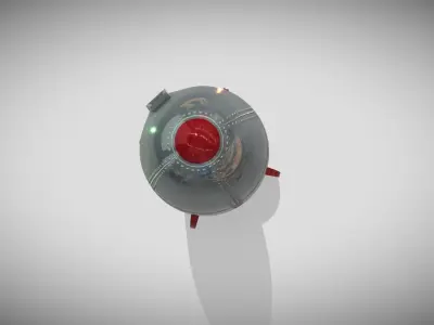 Retro Rocketship Low-poly 3D model
