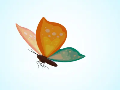 Butterfly Wing Flapping 1 Animated  Low-poly 3D model
