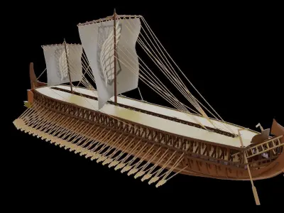 Triremes ancient ship 3D model