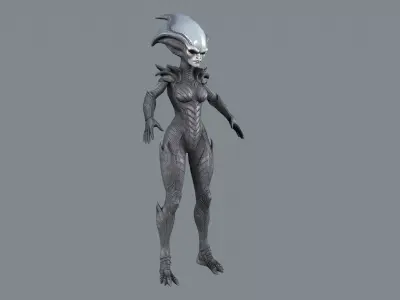 Alien Commander - Sci-Fi Enemy Rigged Game-Ready  Low-poly 3D model