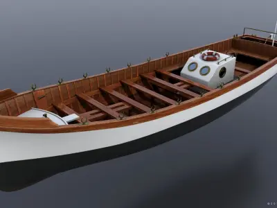 WW2 Italian 13m Motorboat Low-poly 3D model