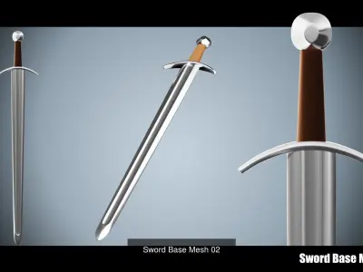 Medieval Swords Base Mesh 3D Model Collection