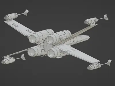 low poly X wing Low-poly 3D model