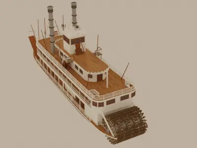 Paddle Steamer River Boat 3D model