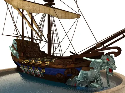Pirate Galeon Low-poly 3D model