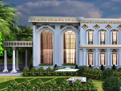 The grand luxurious palace Low-poly 3D model