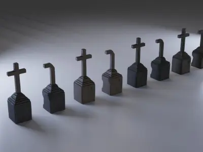 Hand Sculpted cemetery gravestones part 4 Low-poly 3D model
