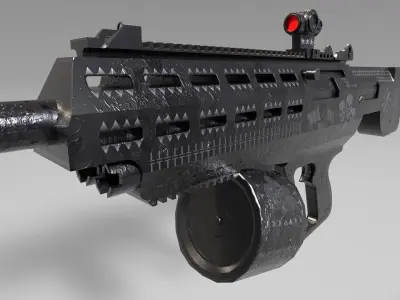 Shot Gun from Hell - Black Color Low-poly 3D model