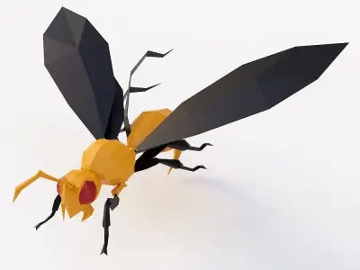 Yellow wasp 3d model  Low-poly 3D model