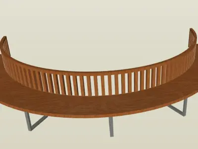 Semicircular bench Free low-poly 3D model