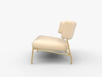 Frannie Chair Ivory Boucle Brass 3D model