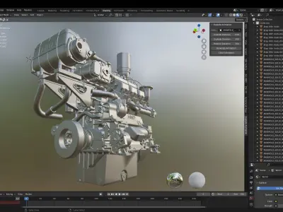 Ship Engine Low-poly 3D model