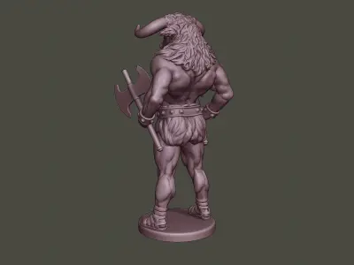Minotaur Warrior Stand two Axes 3D print model