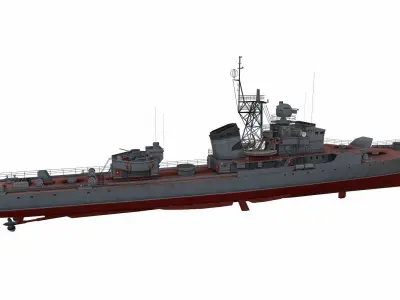 Riga-class frigate Low-poly 3D model
