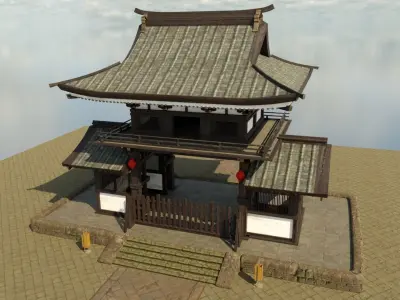 Japanese Gate Low-poly 3D model