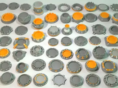 Industrial Kitbash - 3 - 70 pieces 3D model