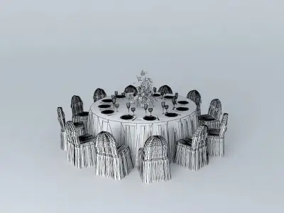 Feast table and chair Free 3D model