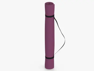 Yoga Mat Purple and Blue Strap 3D model