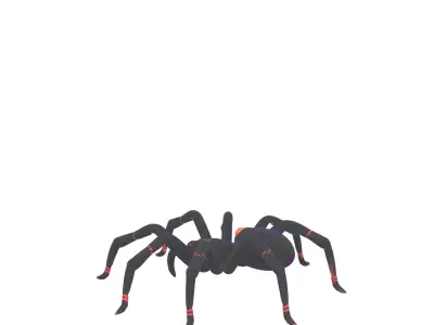 Black Widow Spider 3D Model Jointed Legs Shiny 3D model