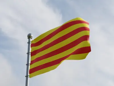 Animated Spain and Catalonia Flags 3D model