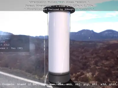 Advertising Pillar with Glass 4 Low-poly 3D model