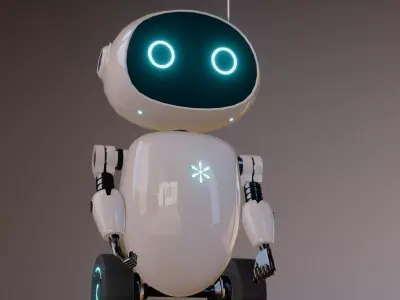 Cute Futuristic Service Robot -Friendly Sci-Fi Assistant Low-poly 3D model