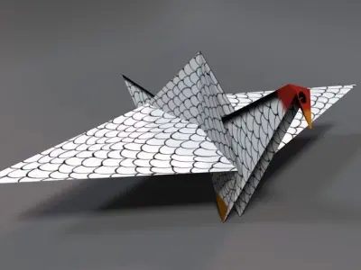 Origami Crane Low-poly 3D model