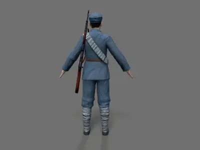 China soldier Low-poly 3D model