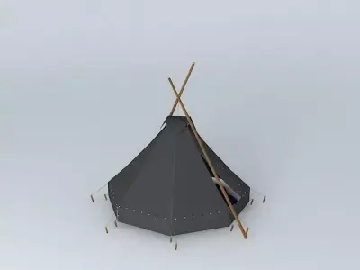 Kohte tent with external masts and 45cm side rim Free 3D model